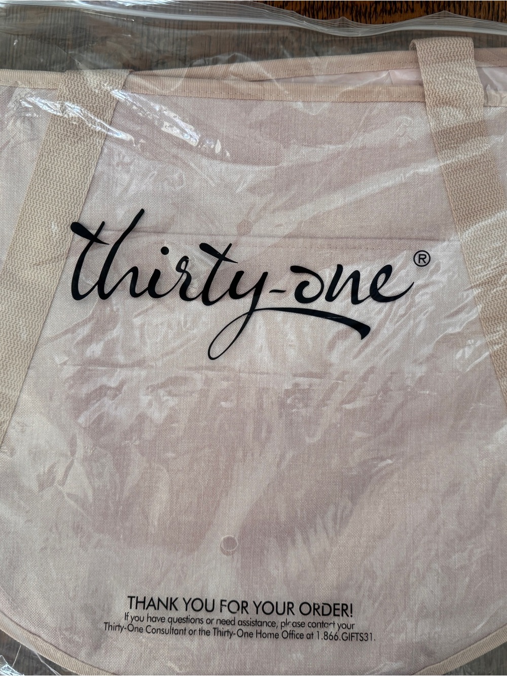 thirty-one Blush Pink Canvas Tote with Black Logo